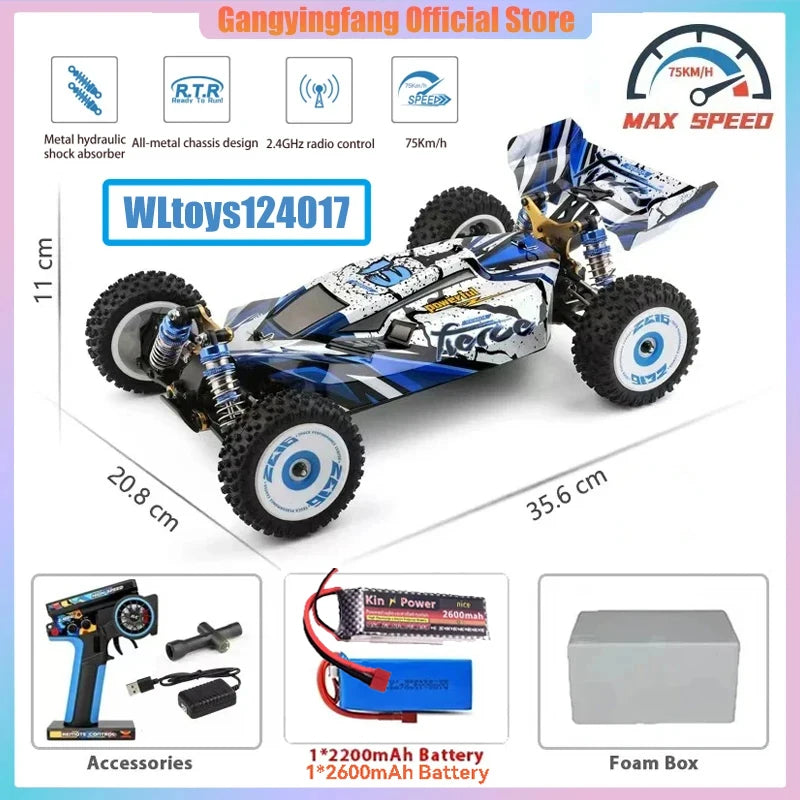75 KM/H WLtoys 124016 V8 RC Car Brushless 4WD Electric High Speed Off-Road Remote Control Drift Rc Cars for Adults Toys