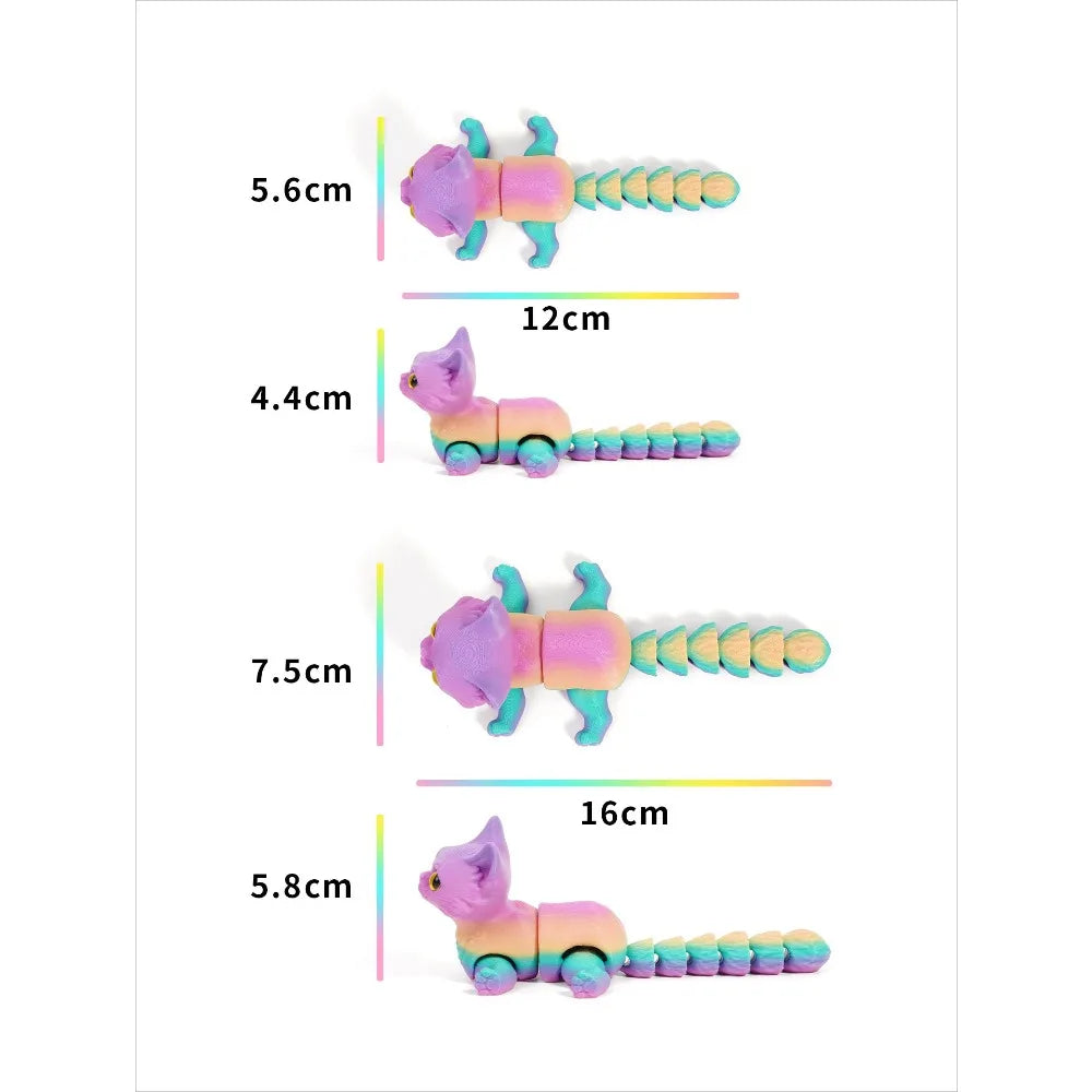 3D Printed Cute Cats Tail Joint Movable Kawaii Kitten Ornament Room Decor Car Decorations Desktop Decorations Gifts To Friends