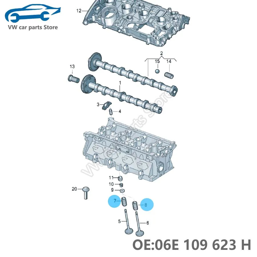 06E109623H Engine Intake and Exhaust Valve Spring Kit For EA888 VW Passat B7 Golf Tiguan Scirocco Audi A4 A5 A6 Q5 06E 109 623 R