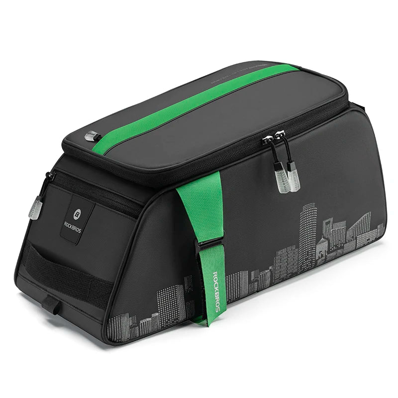 ROCKBROS Bicycle Bag Large Capacity Carrier Bike Rack Movable Compartments Two Color Seat Bag With Raincover Cycling Accessory