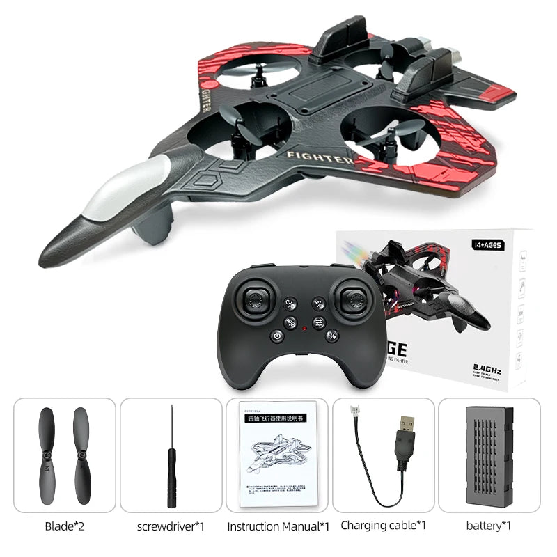 Foam RC Plane Fighter 2.4G Remote Control Stunt Glider 360° Rolling Flight Flying EPP Foam Aircraft with LED Toys for Kids