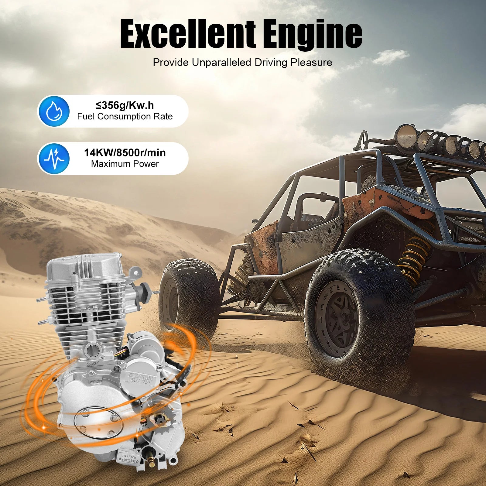 200cc 250cc Motorcycle Engine 4-Stroke Single Cylinder Engine Ideal for ATV with Enhanced Performance
