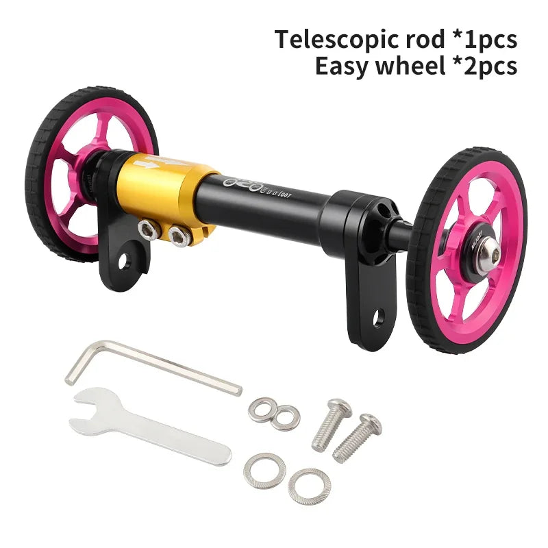 MUQZI Eazy Wheel and Extender Telescopic Mounting Axle Rod Kit Compatible with Brompton Folding Bike