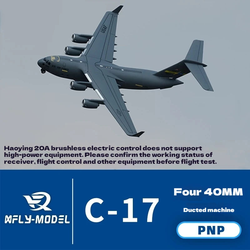 XFly Xunfei 40mm C-17 Transporter Electric RC Airplane Model with Fixed Wings for Kids And Adults Remote Control Toy