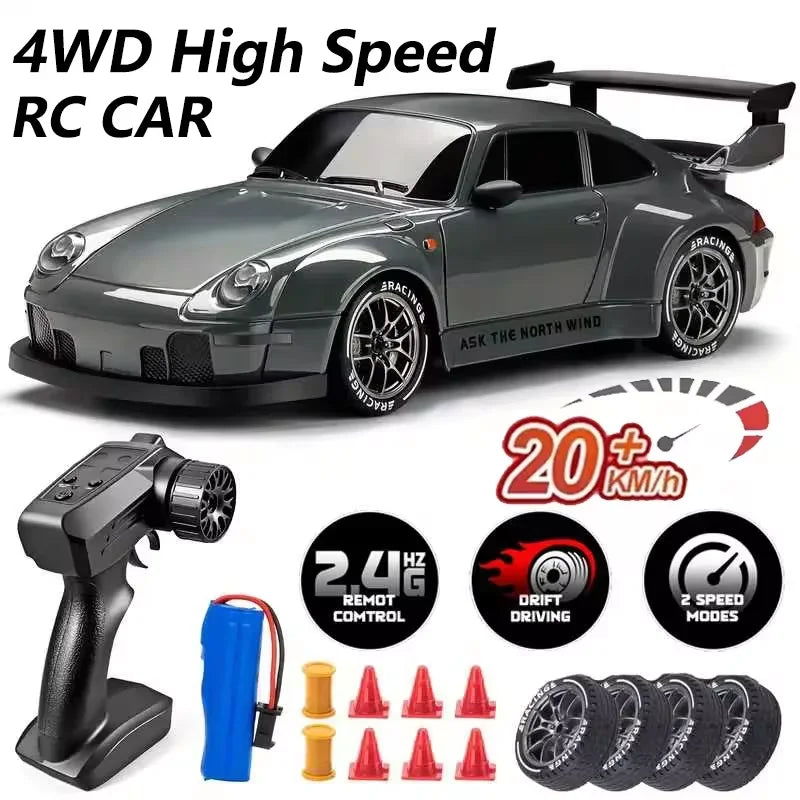New 4WD Rc Cars 1:24 RC Drift Car 2.4G with Dual Drifting Tires and LED Lights 20+KM/H Race Toy Remote Control Car for Adult Kid