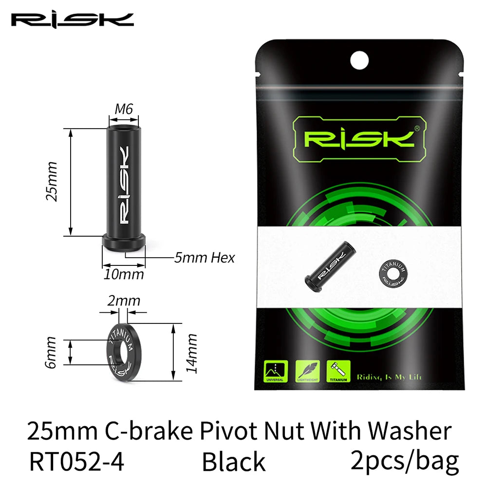 RISK Bicycle C Brake Caliper GR5(TC4) Titanium Road Bike C Clamp Fixed Nuts With Washer M6 x 10/15/20/25/30/40mm Cycling Parts