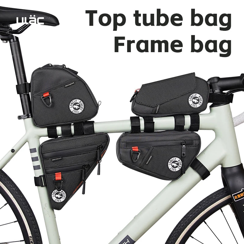 Ulac Triangle Cycling Bag Bicycle Front Saddle Tube Bag Bike Frame Pouch Bag Holder Outdoor MTB Mountain Bag Waterproof Fabric