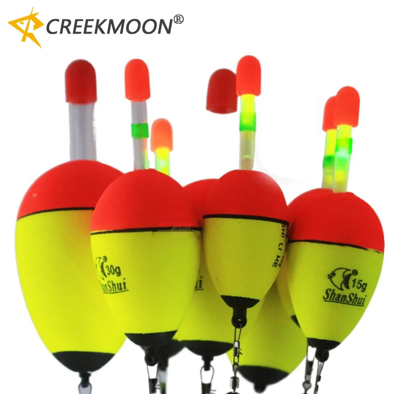 5Pcs EVA Luminous Fishing Night Floats Light Stick Foam Plastic Bobber for Sea Rock Fishing Striking Float Accessories 10-100g