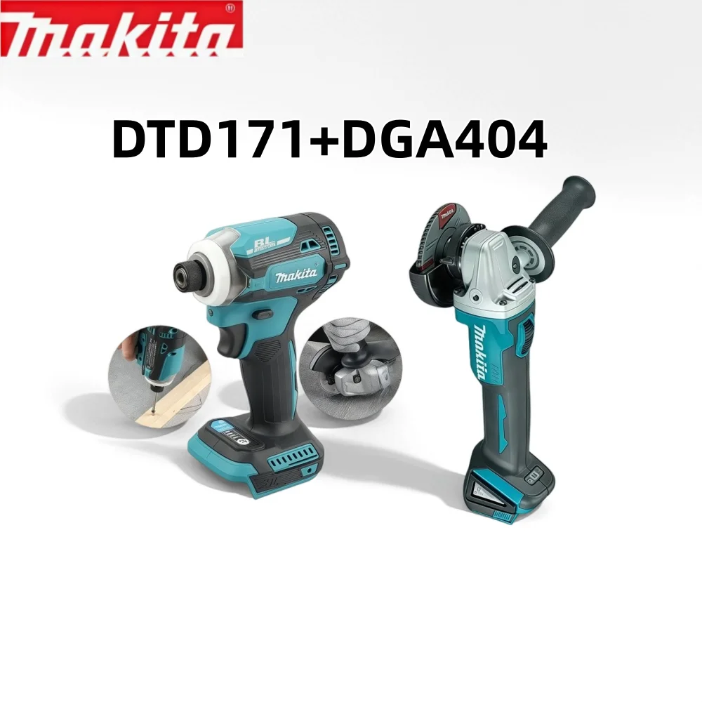 Makita DGA404 18V Cordless Angle Grinder And DTD171 Impact Drill Combo for Woodworking And Metalworking Tools Set