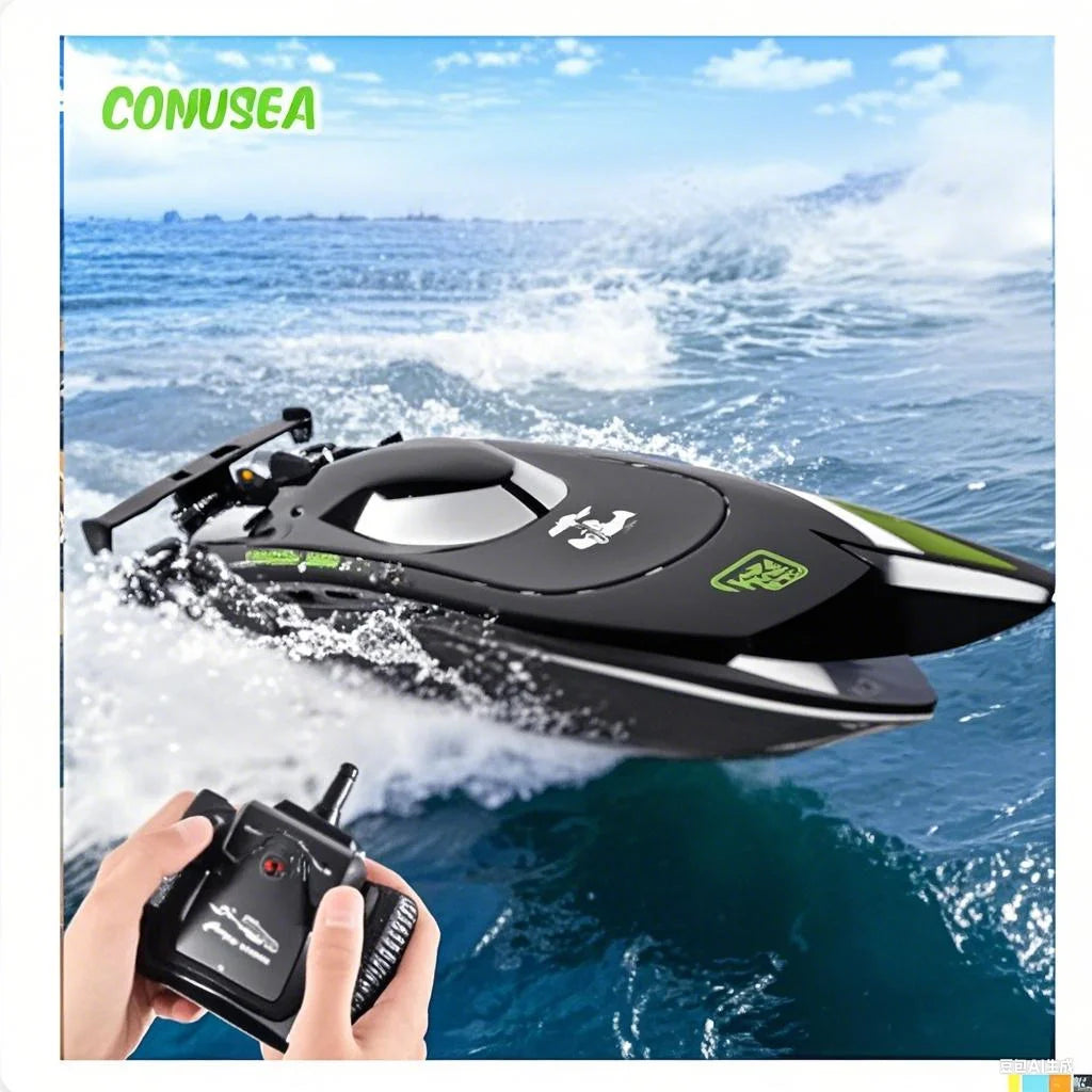 2.4G RC Boat, Dual Motors, 2-Channel, 30 KM/H High Speed, Waterproof Remote-Control Racing Boat Toy — Toy for Kids and Adults