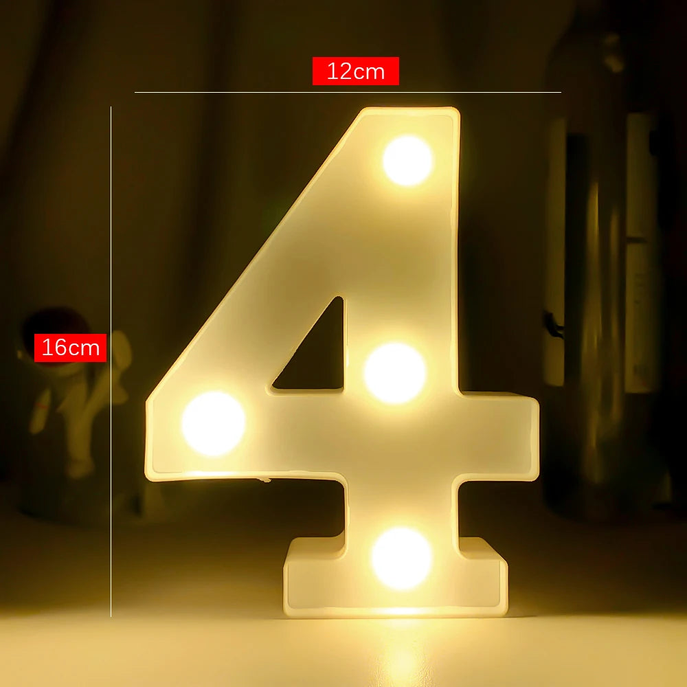 Creative Luminous Digital Number Letter Light AAA Battery Powered Lamp Night Light for Christmas Wedding Birthday Party Decor