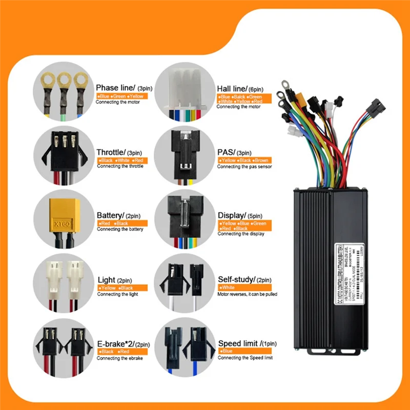 ABME 48V 72V E-Bike 40A 1000W-2000W Three Mode Sine Wave Controller For Electric Bicycle Ebike E-Scooter