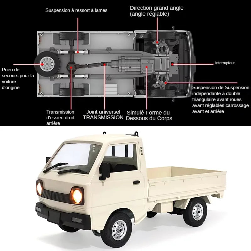 WPL D12 1:10/1:16 RC CAR Simulation Drift Climbing Truck LED Light Haul Cargo Remote Control Electric Toys For Children