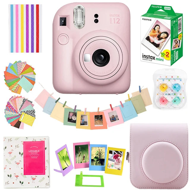 Original Fujifilm Instax Mini12 Camera + 20 Sheets Instax Mini Film+ Album +Case Bag+ 10 in 1 Kits For Girl New Year's Day Gifts