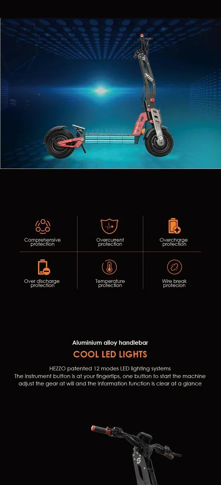 F9 Electric Scooter HEZZO 60V 8000W 40AH Dual Motor Lithium Battery 100km/h 12-inch Fat Tire Electric Scooter