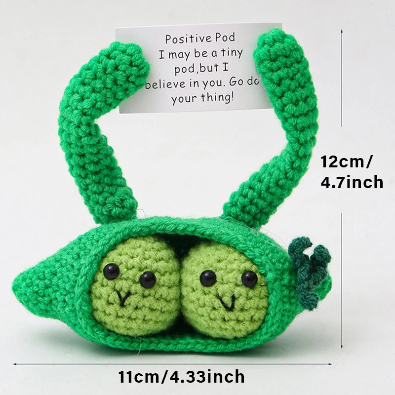 Positive Energy Pocket Hug Crochet Doll, Mini Handmade Knitted Plush Potato Turtle Vegetable Duck Funny Support Gift with Card