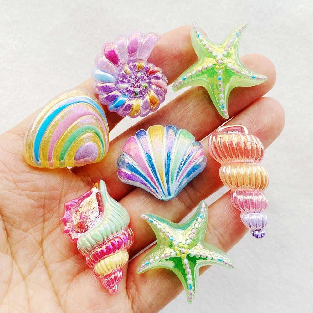 10Pcs New Cute Resin Cartoon Shell, Starfish Series Flat Back Scrapbooking DIY Jewelry Craft Decoration Accessories