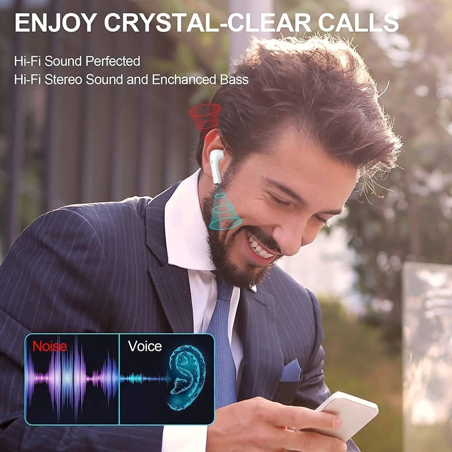 Original New True Wireless bluetooth Earphones noise cancelling headhone HiFi stereo earbuds for sports and game headset