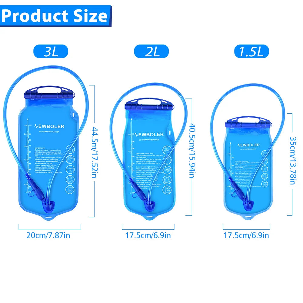 NEWBOLER Water Bag Reservoir Water Replenishment Bag Storage Bag without Bisphenol 1.5L 2L 3L Running Sports Tank Backpack