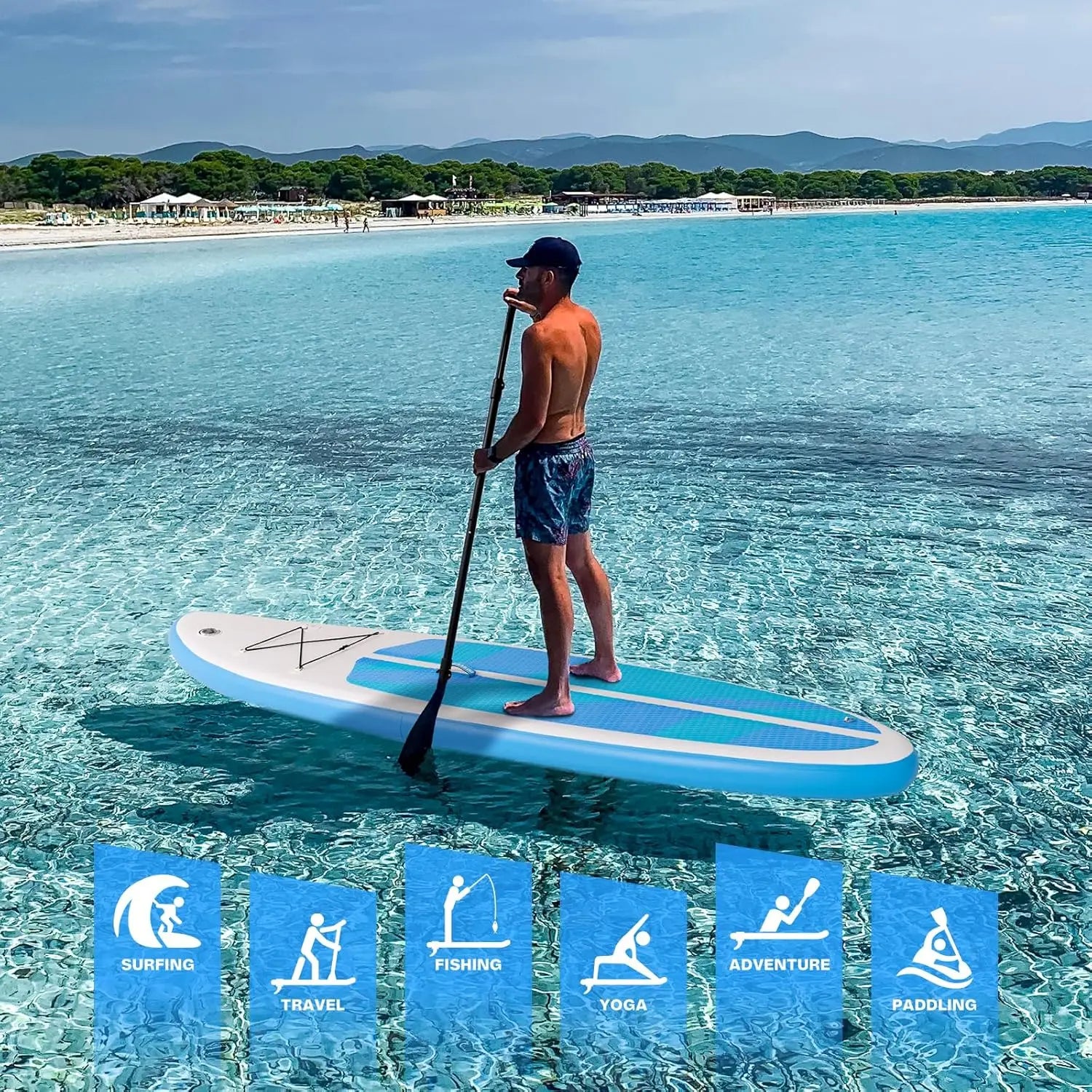 305 cm Tabla de Sup Stand Up Paddle Board Inflatable, Tabla de Surf con Accesorios Completos para JóVenes Y Adultos