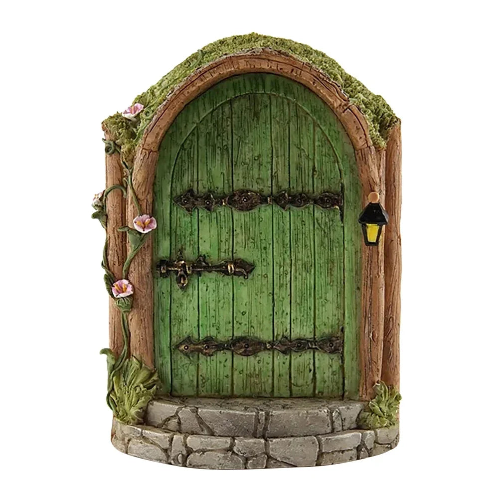 Elf Fairy Door Miniature Garden Tree Doors Miniature Yard Art Wooden Sculptures Mini Home Garden Doors Christmas Decoration