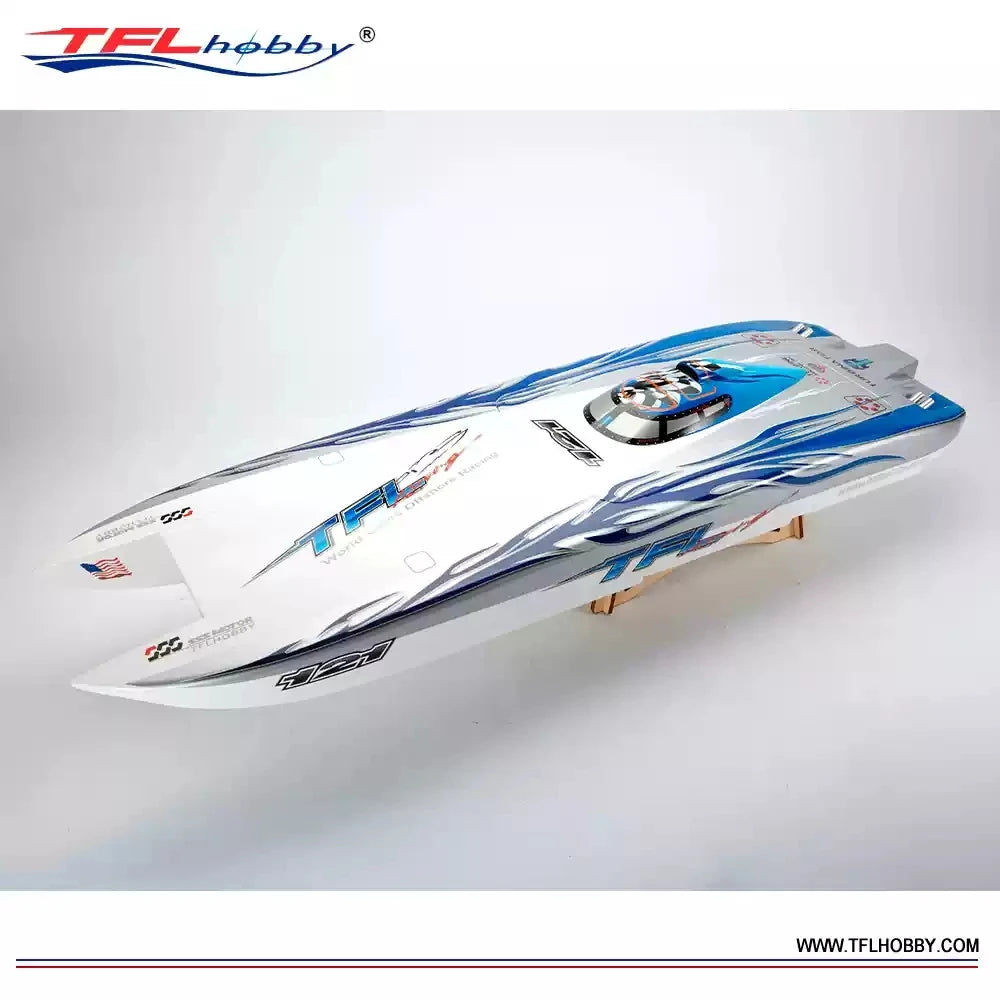 TFL Blue-White 1133 Pagani Zonda Fiberglass Catamaran Electric RC Racing Boat w/ Twin 4082 Motor / 160A ESC Speed Up to 100KM/H
