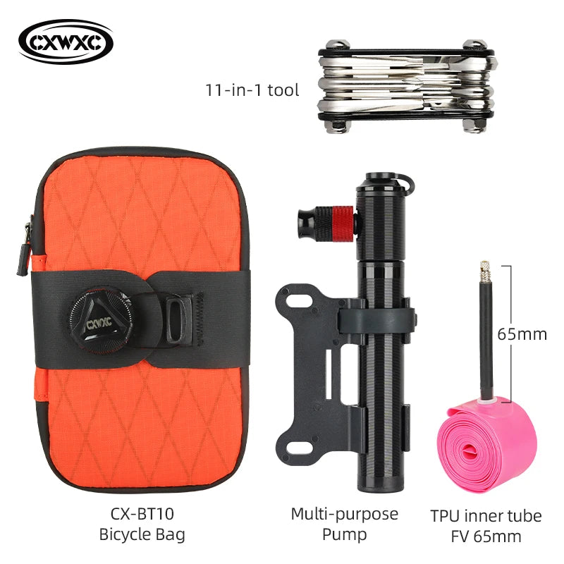 CXWXC Mini Bicycle Saddle Bag 0.6L Lightweight Small MTB Road Bike Tail Bag Portable Multi function boa Lockable Cycling Bag