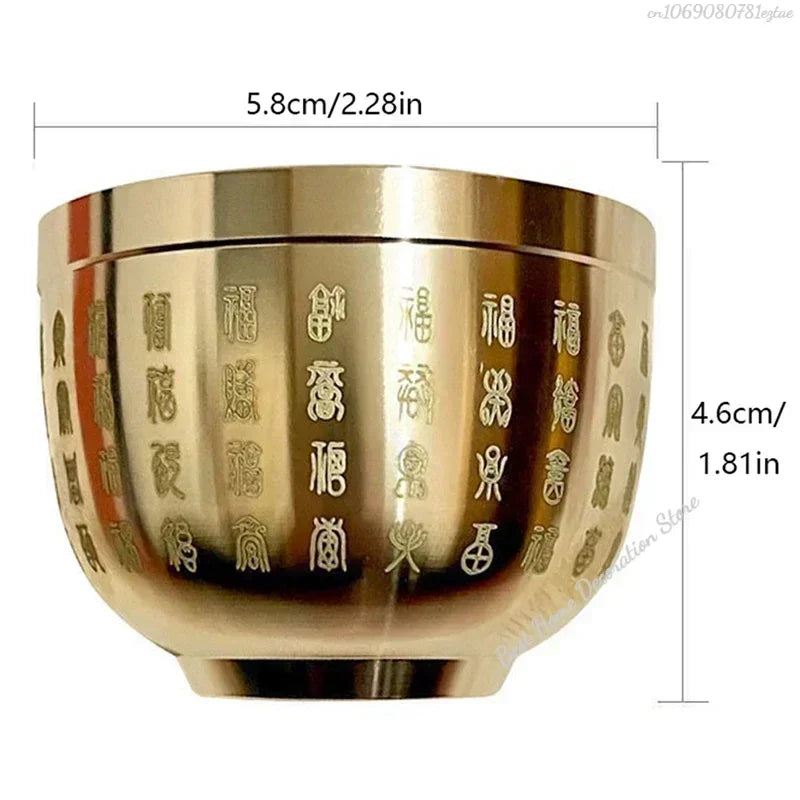 Pure Brass Hundred Blessings Cup Table Top Small Decoration Ashtray Dessert Bowl Fortune Map Treasure Collection Study Bauble