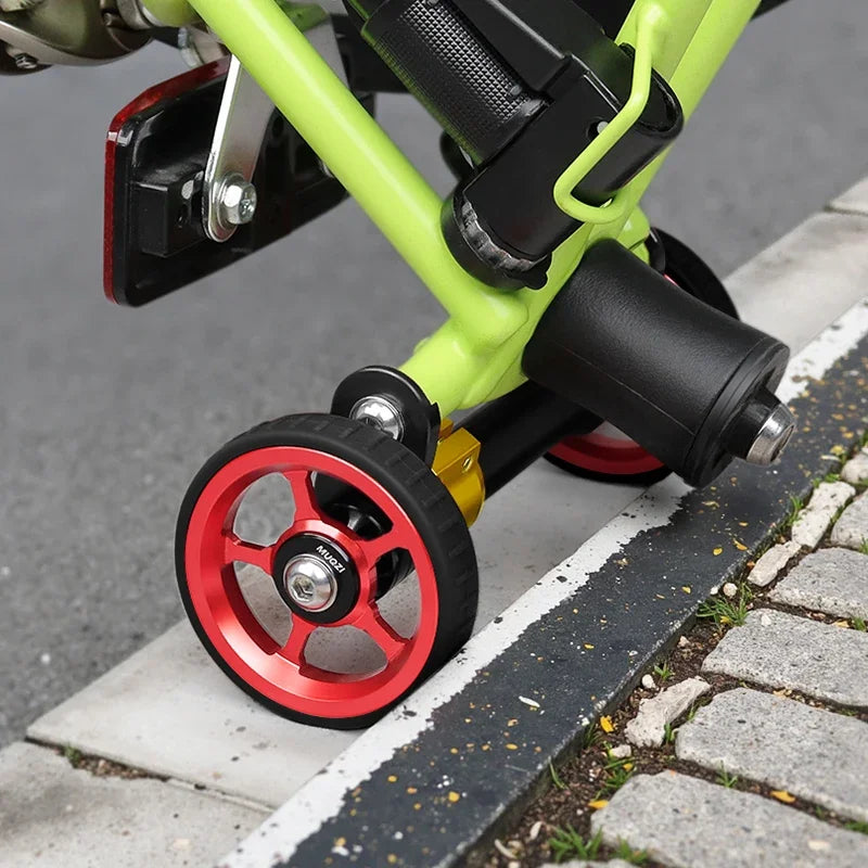 MUQZI Eazy Wheel and Extender Telescopic Mounting Axle Rod Kit Compatible with Brompton Folding Bike