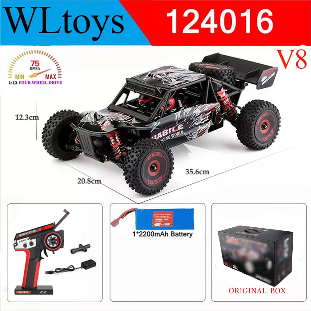 Wltoys New 124017-V8 1/12 2.4G Racing RC Cars 4WD Brushless Motor 75Km/H High Speed ​​Remote Control Off-road Drift Toys For Aduit