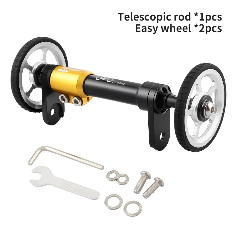MUQZI Eazy Wheel and Extender Telescopic Mounting Axle Rod Kit Compatible with Brompton Folding Bike