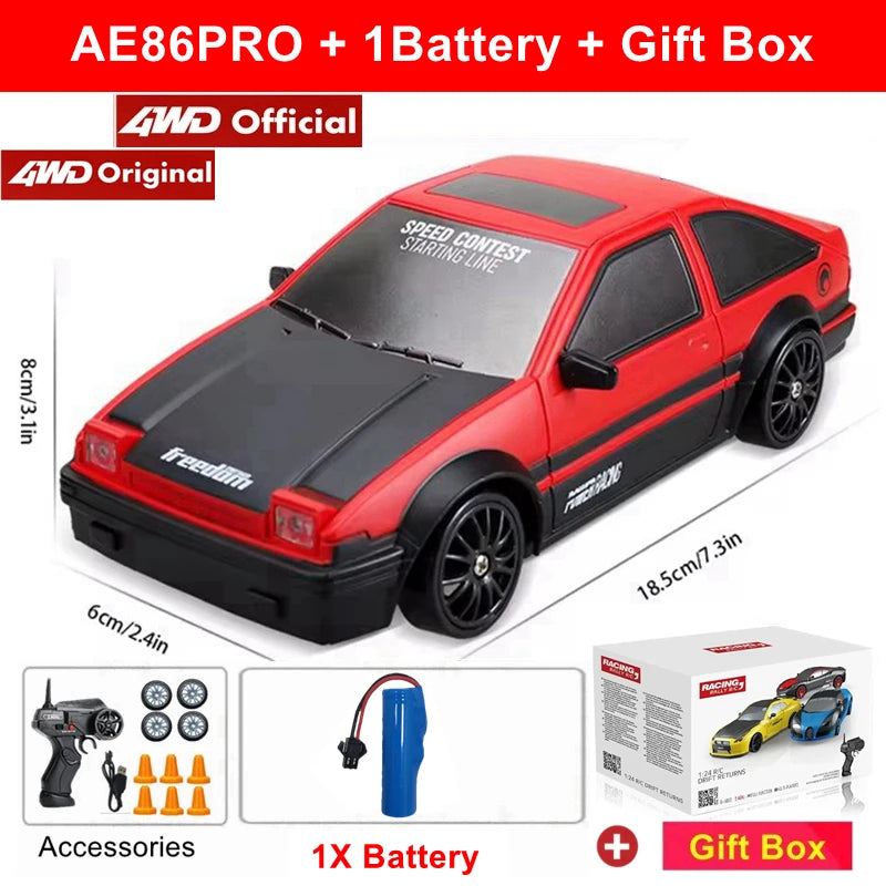 RC Drift Car With LED Light 4WD Remote Control Vehicle AE86 Professional High Speed ​​Racing Toys for Kids Children Adults Gifts