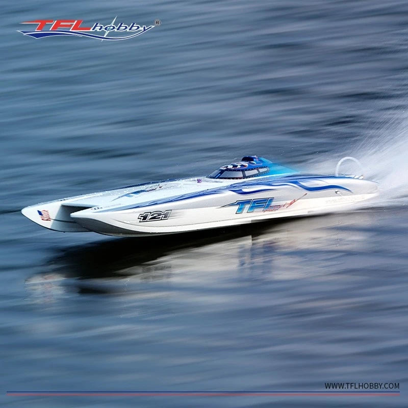 TFL Blue-White 1133 Pagani Zonda Fiberglass Catamaran Electric RC Racing Boat w/ Twin 4082 Motor / 160A ESC Speed Up to 100KM/H