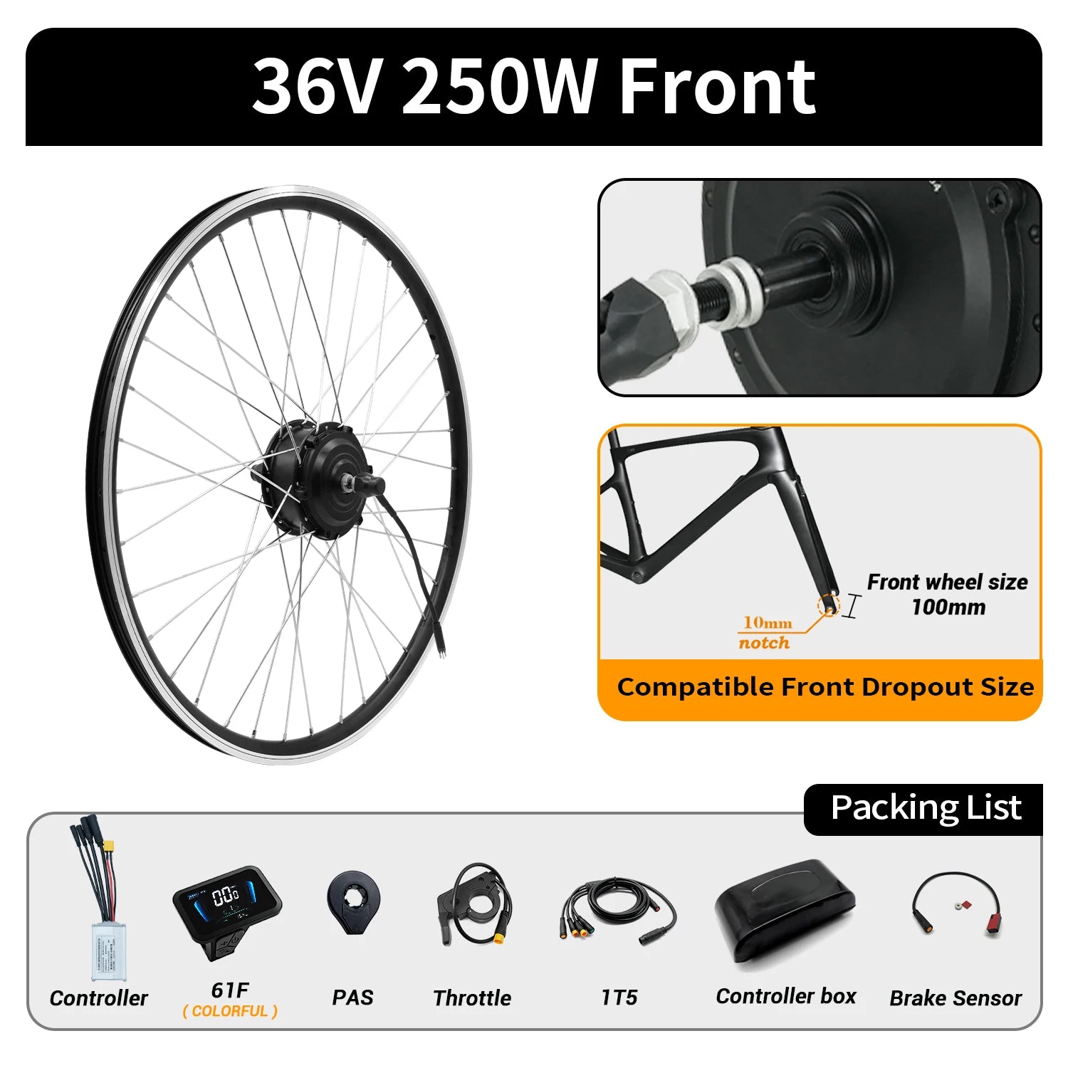 E Bike Conversion Kit 48V 1500W 1000W 36V 250W 500W Front Rear e-bike E Bike Wheel Hub Motor Electric Bicycle