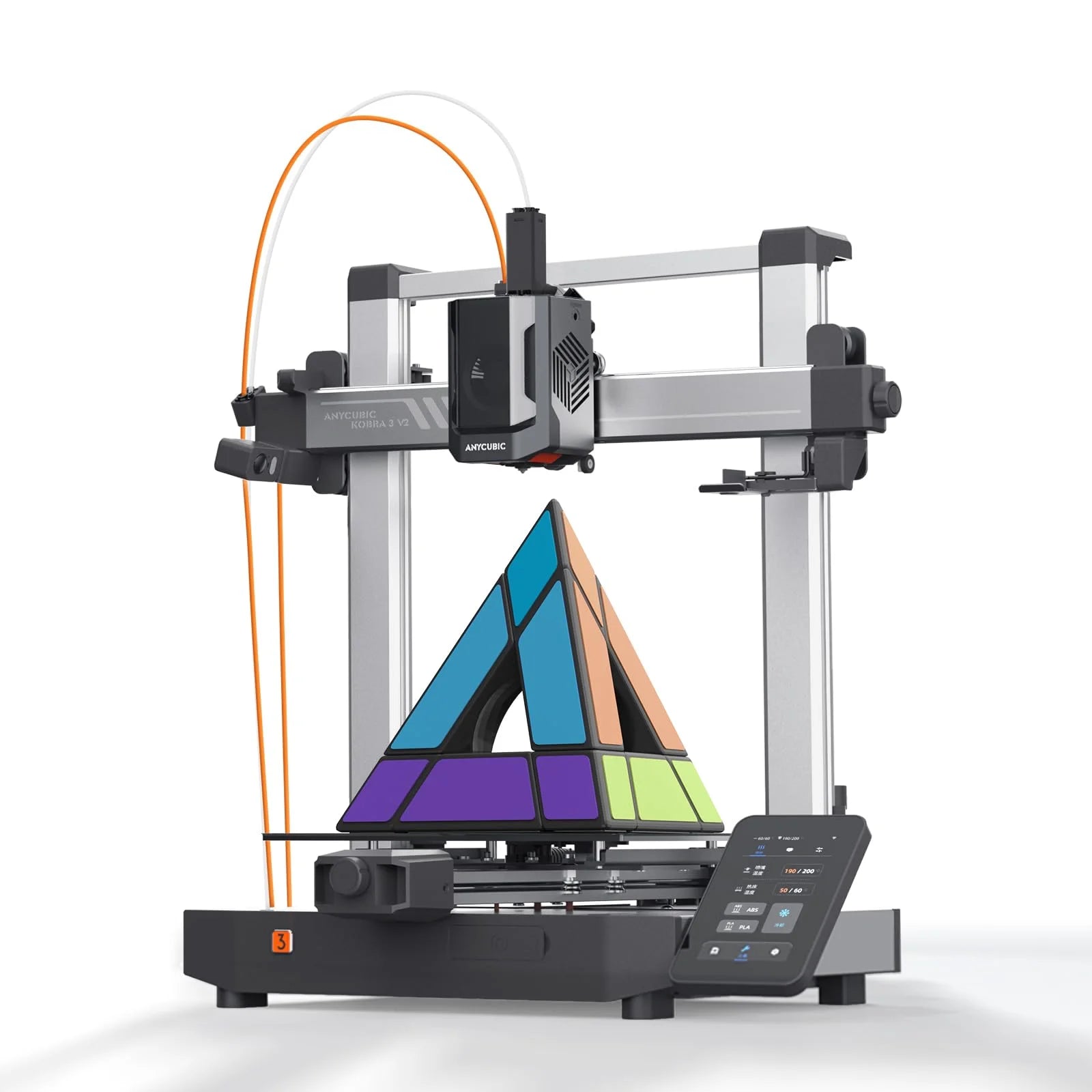 ANYCUBIC Kobra 3 V2 Combo 8 Color FDM 3D Printer 600mm/s Fast Speed Active Filament Drying Auto Leveling 255*255*260mm Size