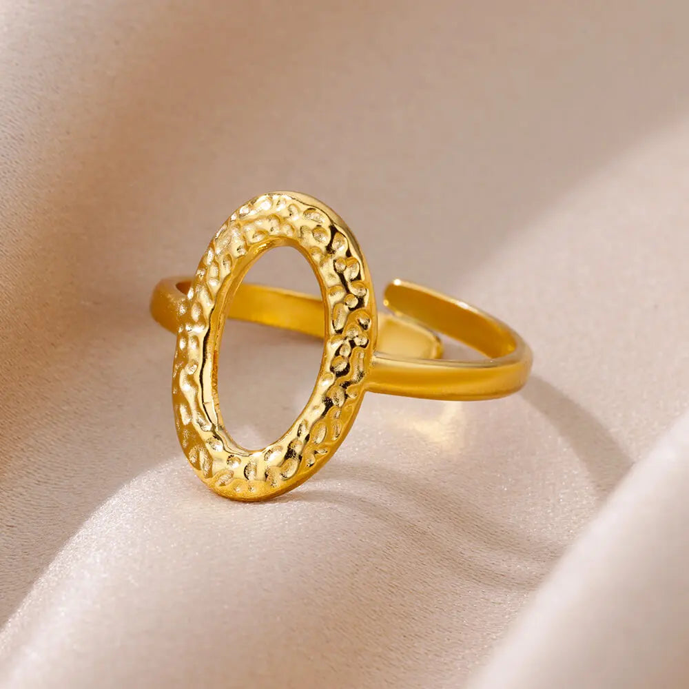 316L Stainless Steel Rings for Women Gold Color Multilayer Geometric Open Ring Vintage Waterproof Wedding Aesthetic Jewelry Gift