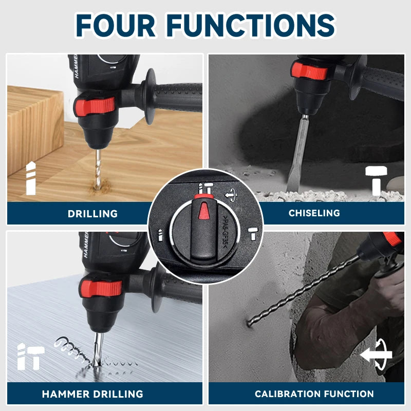 BOSCH GBH2-26 Rotary Hammer Drill Pro Kit SDSplus, 6-13mm Concrete, 5000 BPM, Full Set with Case