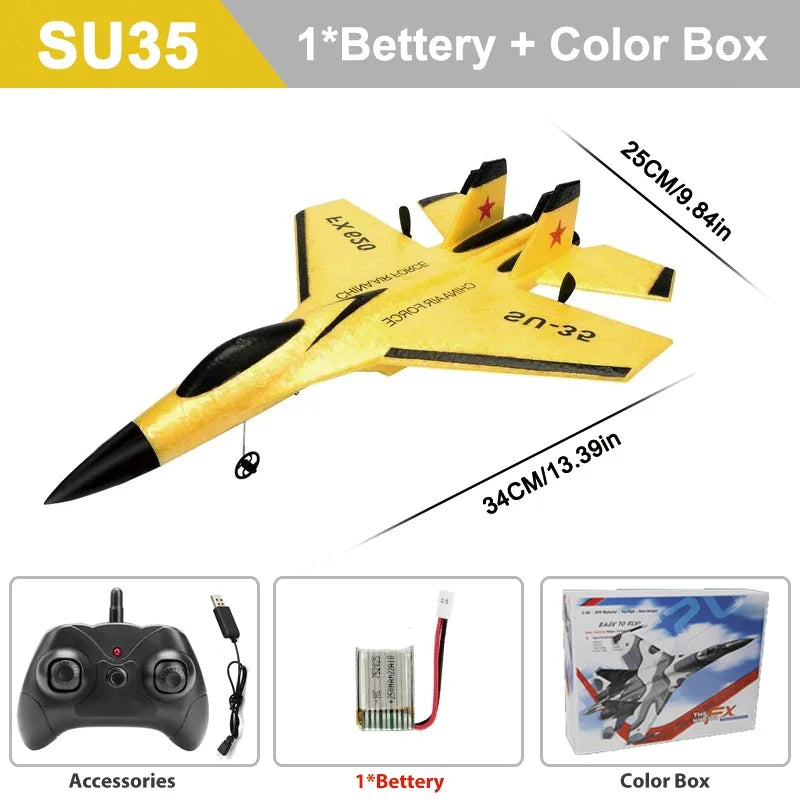 RC Plane SU35 2.4G With LED Lights Aircraft Remote Control Flying Model Glider Airplane SU57 EPP Foam Toys For Children Gifts