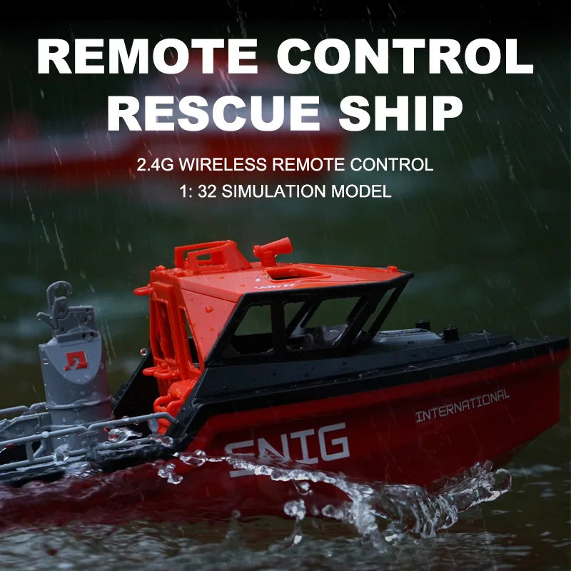 TX694 Rc Boat Brushless Motor Electric 2.4G 1/32 Remote Control Rescue Boat Model Pool Toys Gifts for Kids Boys