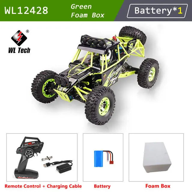 WLtoys 12428 1:12 4WD RC Racing Car High Speed ​​Off-Road Remote Control Alloy Climbing Truck LED Light Buggy Boys Toys Kids Gift