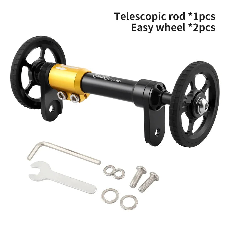 MUQZI Eazy Wheel and Extender Telescopic Mounting Axle Rod Kit Compatible with Brompton Folding Bike