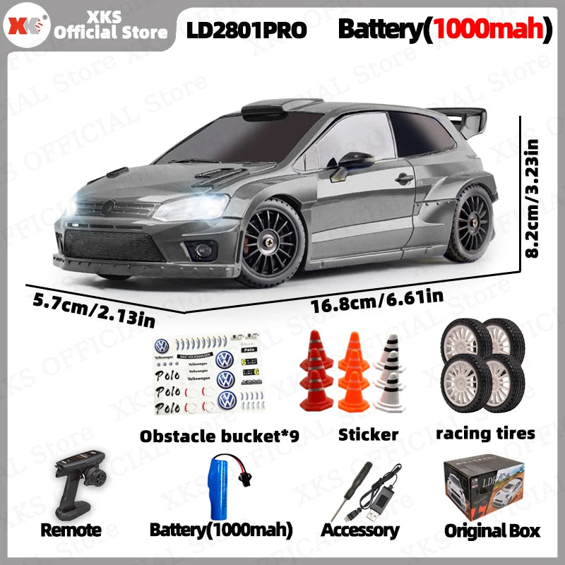 XKS LDRC LD2801 Pro 1/28 4WD RC Car Drift Racing Built-in ESP Gyroscope 2.4G Full Proportional Control RC Toy Gift for Boys Men