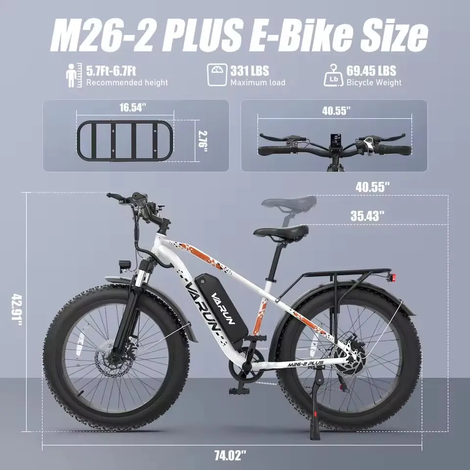 Electric Bicycle 26inches Tires 750W E-bike 48V 15AH E-Mountain Bike 7 Speed Long Range Ebike Adult Electric Bike