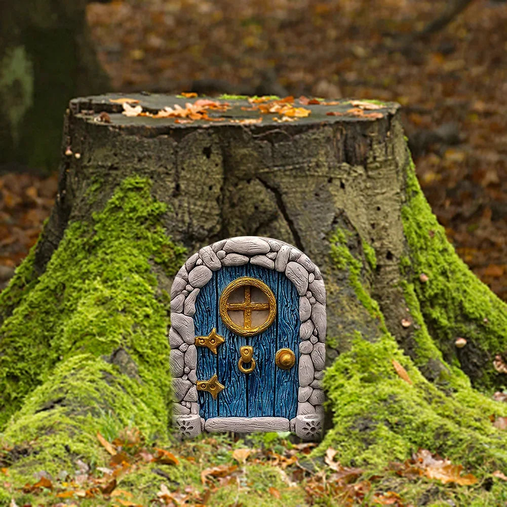 Elf Fairy Door Miniature Garden Tree Doors Miniature Yard Art Wooden Sculptures Mini Home Garden Doors Christmas Decoration