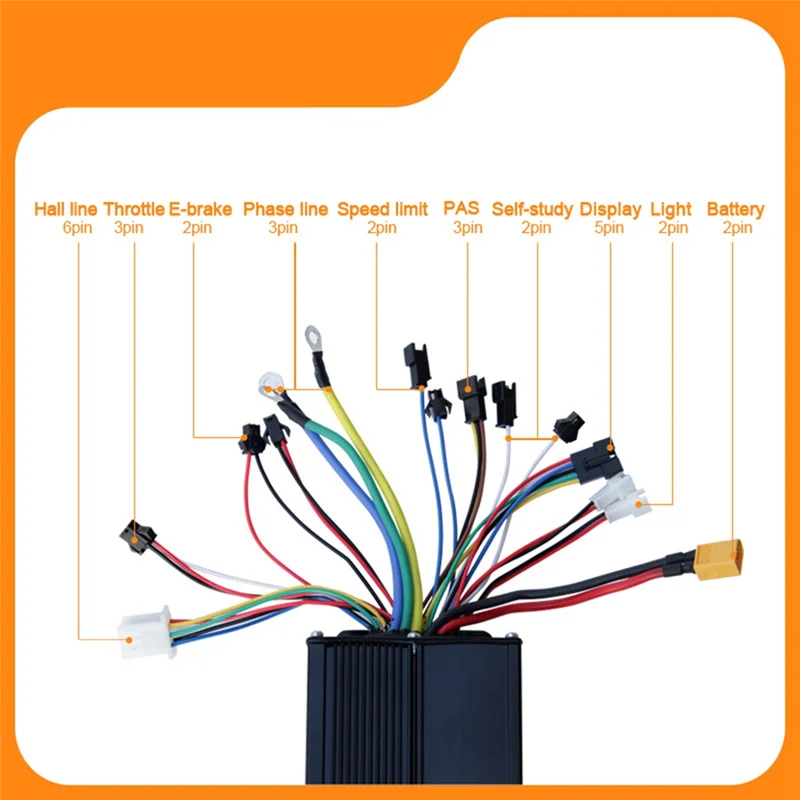 ABME 48V 72V E-Bike 40A 1000W-2000W Three Mode Sine Wave Controller For Electric Bicycle Ebike E-Scooter