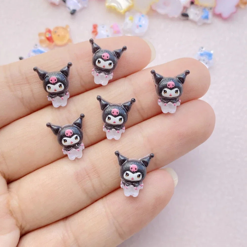 50 pcs Hars Mini Cartoon Animals Cats, Puppies, Rabbits Steentjes Beeldjes Nail Art Haarspeld Diy Plakboek Accessoires Ambachten