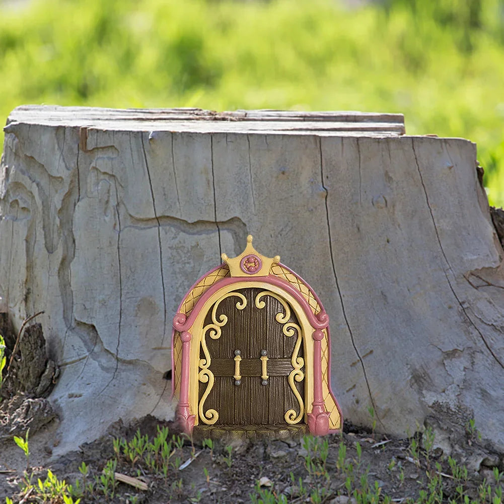 Elf Fairy Door Miniature Garden Tree Doors Miniature Yard Art Wooden Sculptures Mini Home Garden Doors Christmas Decoration