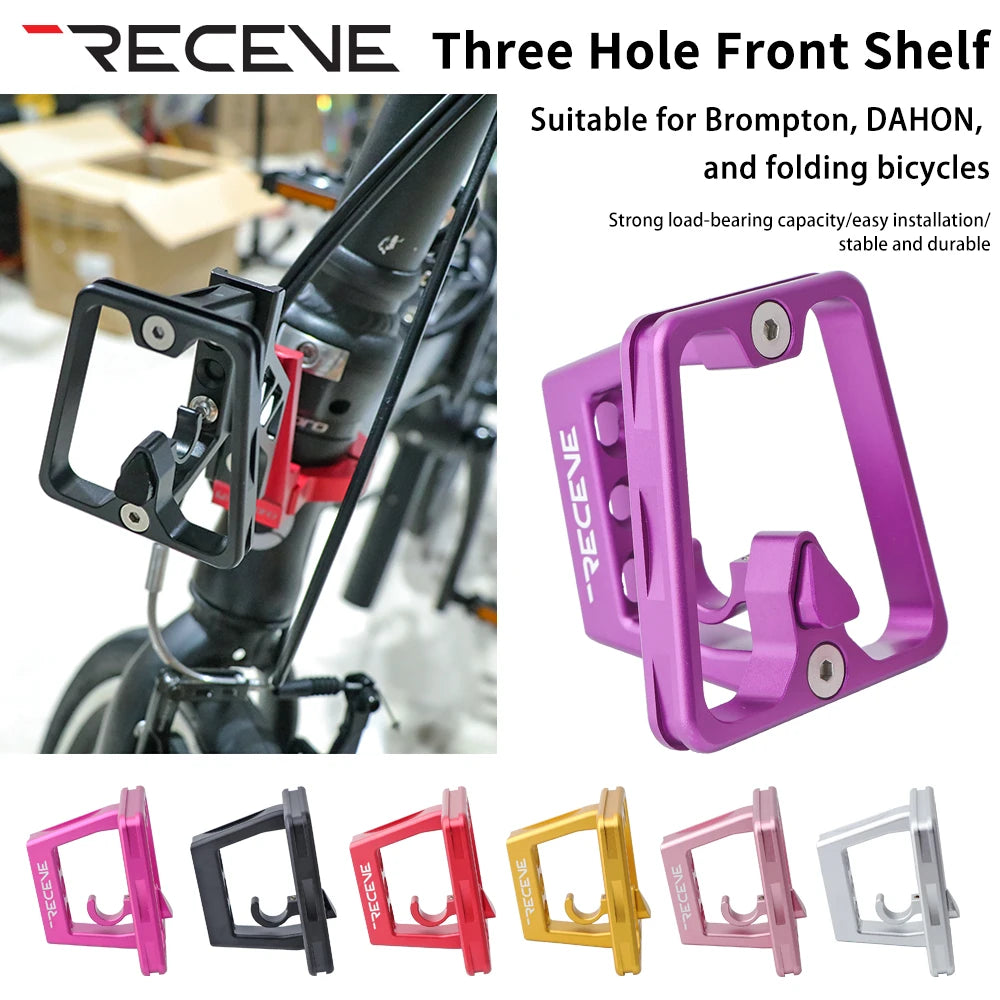 RECEVE Folding Bike Front Shelf Mount 3 Hole Bicycle Split Pig Nose Pad BMX Aluminum Alloy Front Bag Carrier Block For Brompton