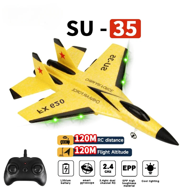 RC Plane SU35 2.4G With LED Lights Aircraft Remote Control Flying Model Glider Airplane SU57 EPP Foam Toys For Children Gifts