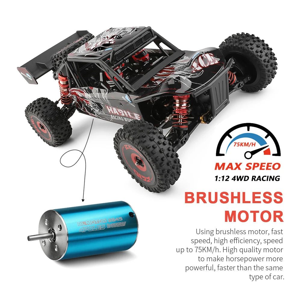 75KM/H WLtoys 124016 V8 RC Car Brushless 4WD Electric High Speed ​​Off-Road Remote Control Drift Rc Cars for Adults Toys